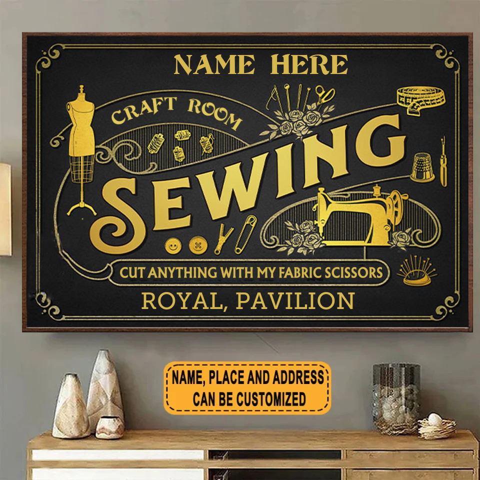 Sewing Black Customized Metal Signs