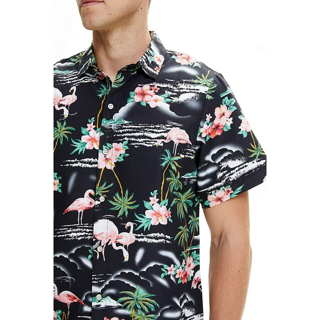Chemise hawaïenne pour hommes « Paradis des flamants roses »