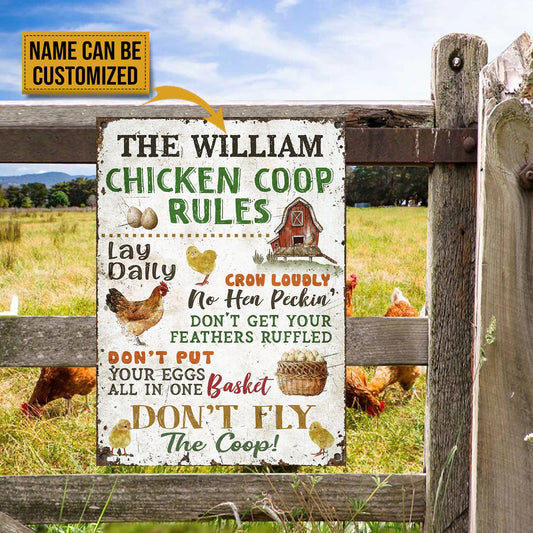 Personalized Chicken Coop Rules Customized Classic Metal Signs