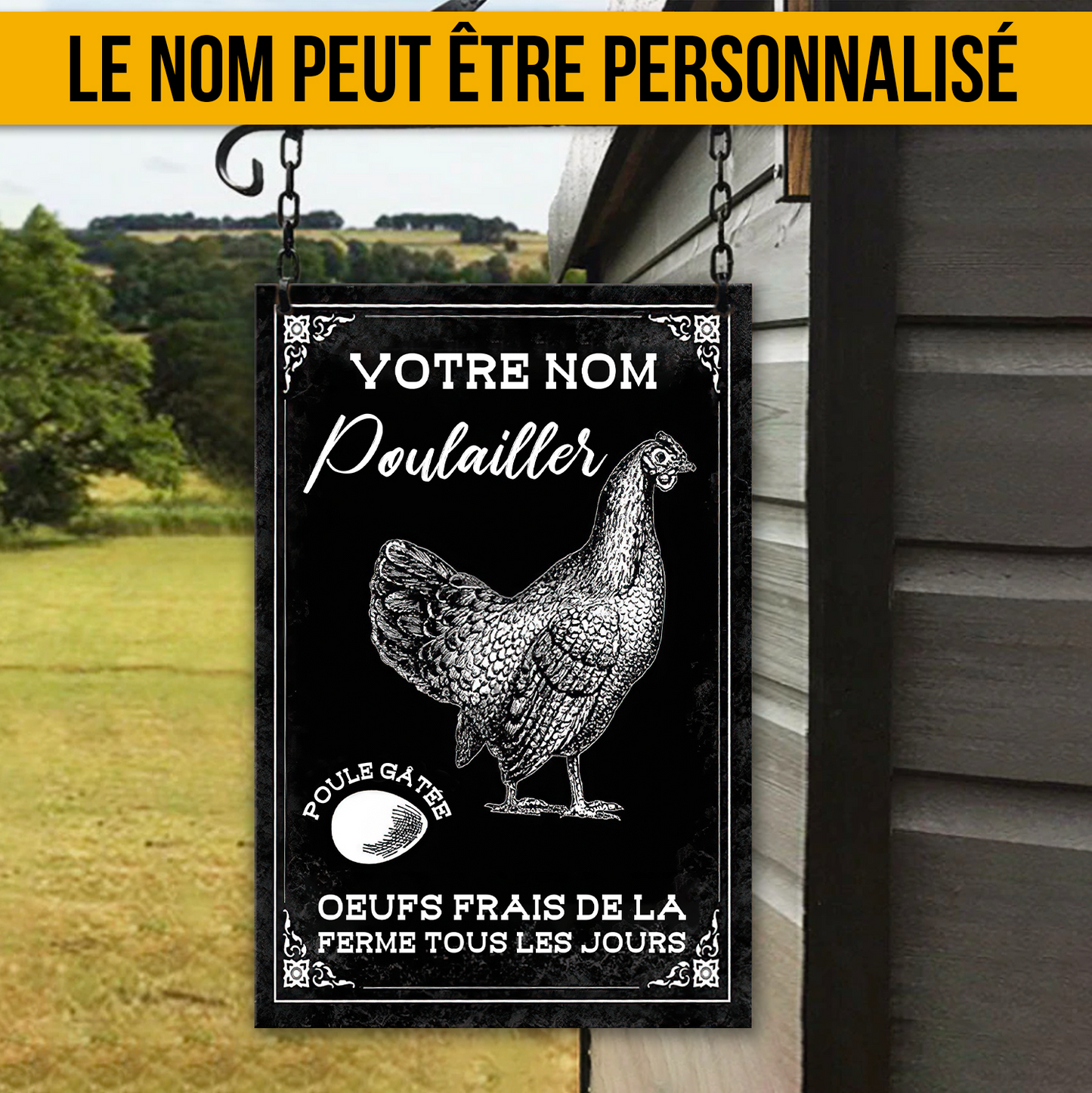 Poulailler, Oeufs Frais De La Ferme Tous Les Jours 11 - Enseigne Métallique Classique