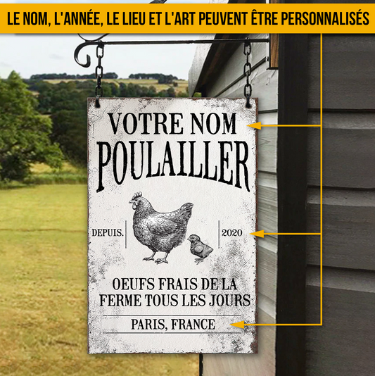 Poulailler, Oeufs Frais De La Ferme Tous Les Jours 10 - Enseigne Métallique Classique