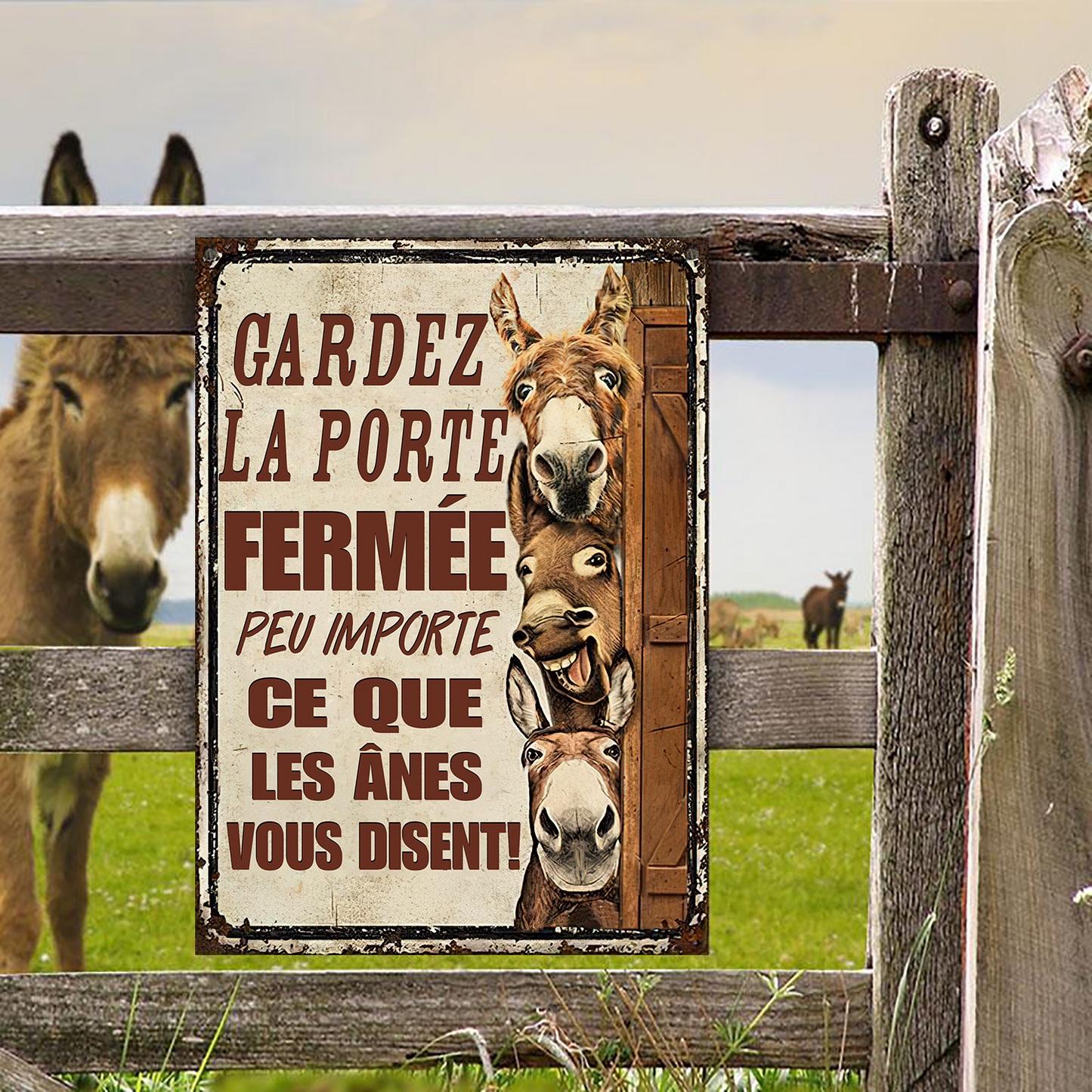 Gardez La Porte Fermée - Enseigne Métallique Classique