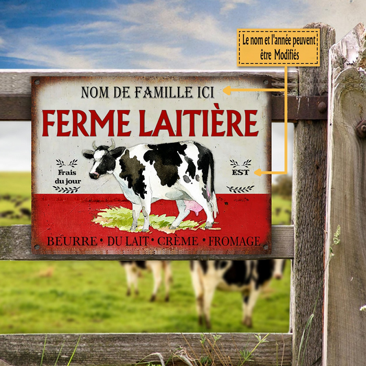 Ferme Latière, Frais Du Jour Enseigne classique en métal