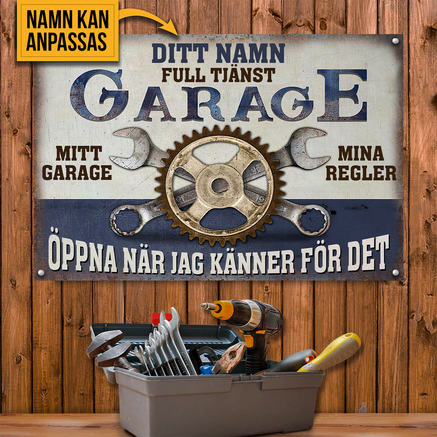 Garage, Öppna När Jag Känner För Det 2 - Klassisk Metallskylt