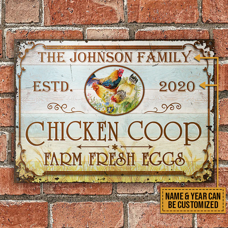 Farm Chicken Coop Fresh Eggs Custom Classic Metal Signs, Farm Sign, Chicken Coop, Farm Decor