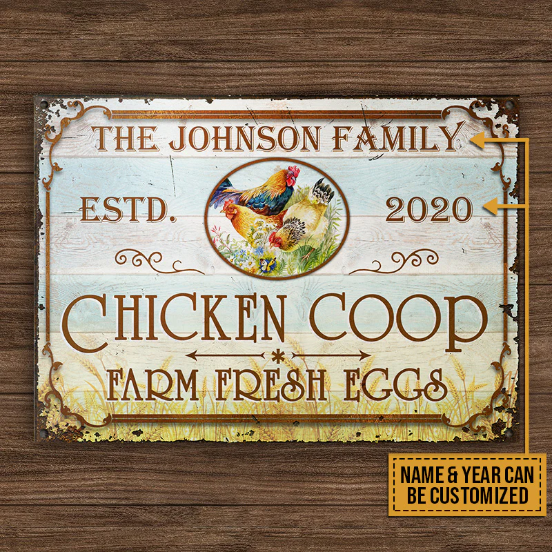 Farm Chicken Coop Fresh Eggs Custom Classic Metal Signs, Farm Sign, Chicken Coop, Farm Decor