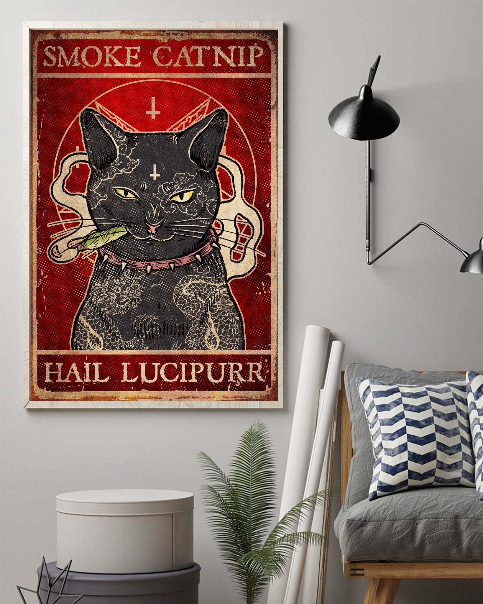 Smoke Catnip Hail Lucipurr Classic Metal Signs