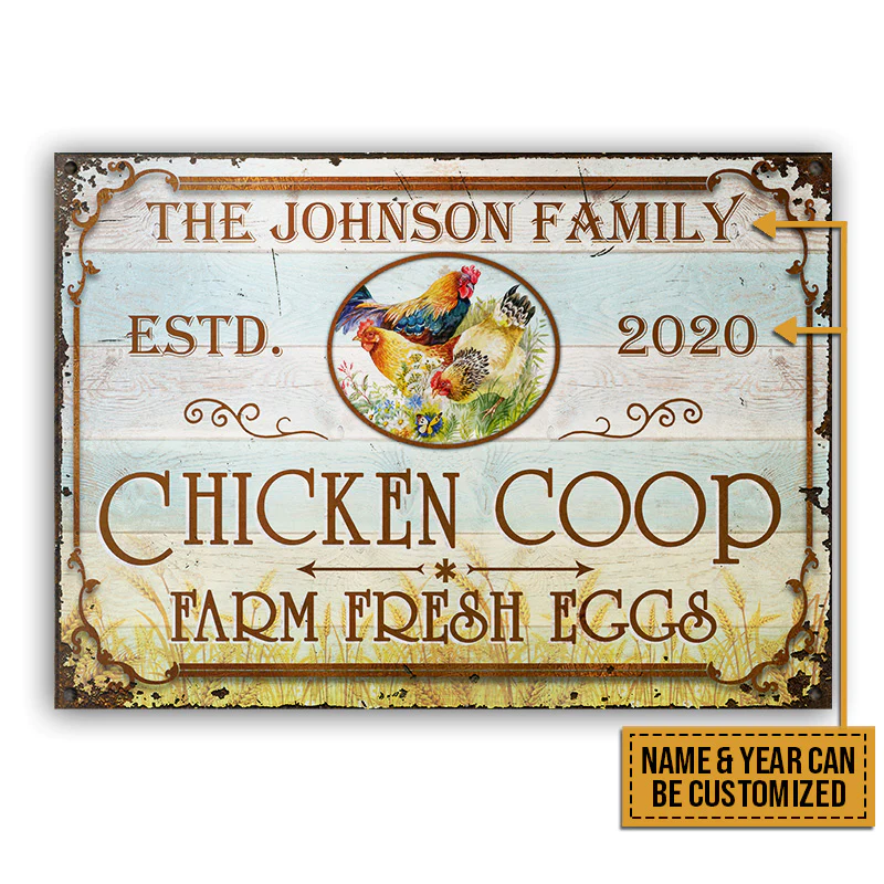 Farm Chicken Coop Fresh Eggs Custom Classic Metal Signs, Farm Sign, Chicken Coop, Farm Decor