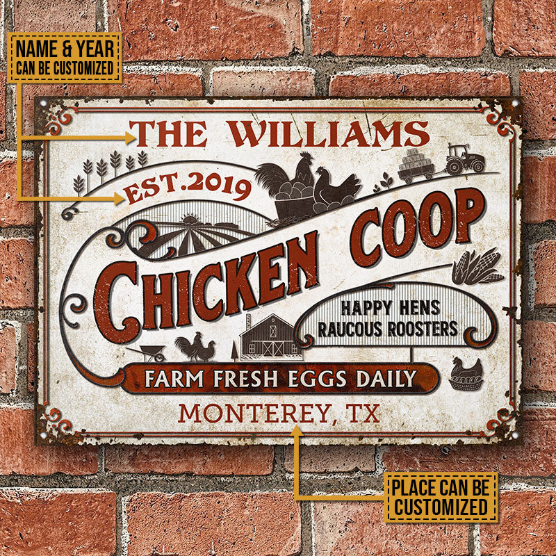 Personalized Chicken Coop Daily Customized Classic Metal Signs