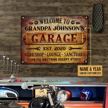 Personalized Auto Mechanic Rustic Garage Except Stupid Custom Classic Metal Signs, Grandpa Gift, Auto Mechanic Gift