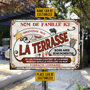 Bienvenue Sur La Terrasse Signe en métal