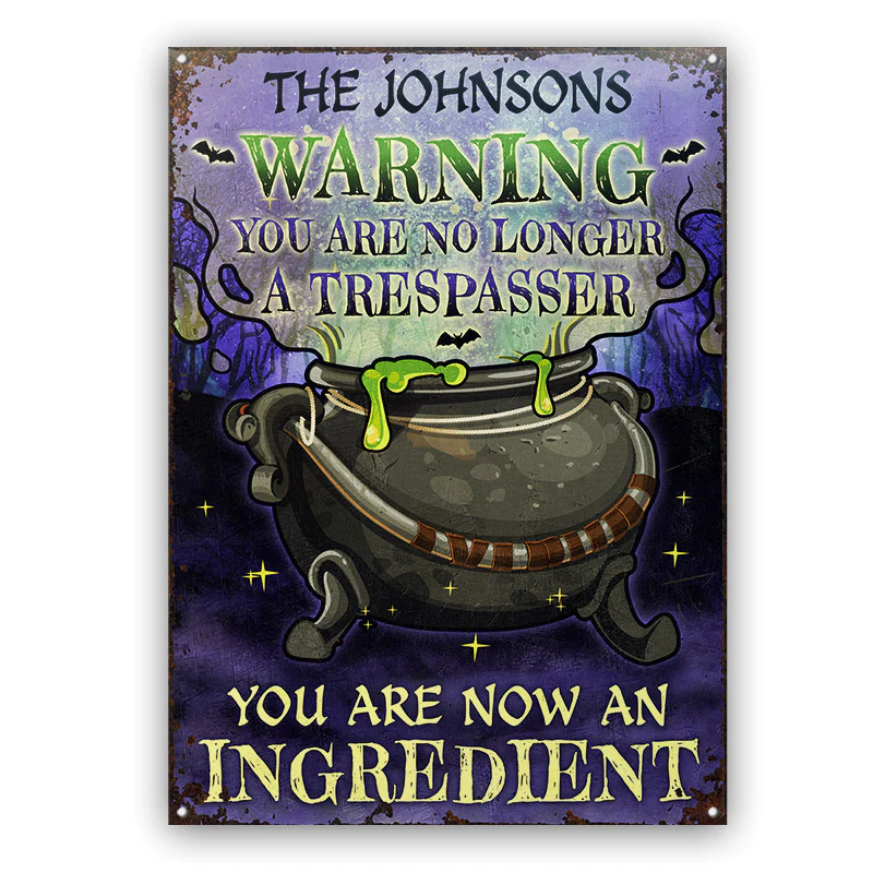 Cauldron Warning Witch Halloween Patio Yard Decor - Signes en métal classiques personnalisés personnalisés