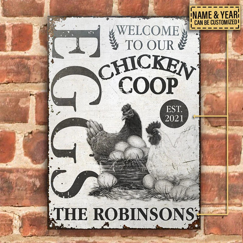 Chicken Coop Eggs Custom Classic Metal Signs