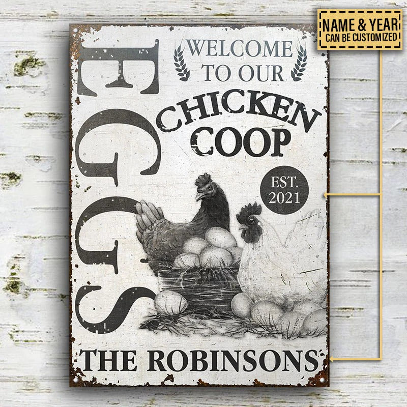 Chicken Coop Eggs Custom Classic Metal Signs