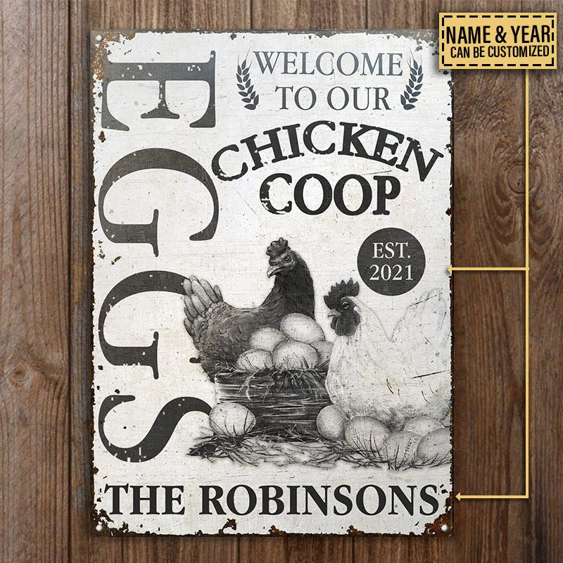 Chicken Coop Eggs Custom Classic Metal Signs