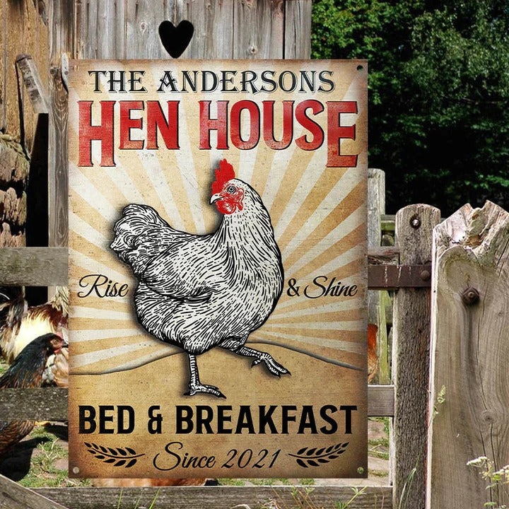 Hen Sign Chicken Hen House Custom Classic Metal Signs, Chicken Decor, Farmhouse ...