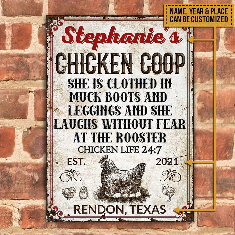 Personalized Chicken She Is Clothed Custom Classic Metal Signs