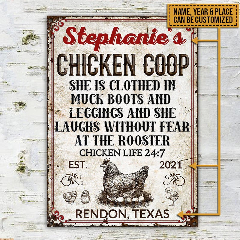 Personalized Chicken She Is Clothed Custom Classic Metal Signs