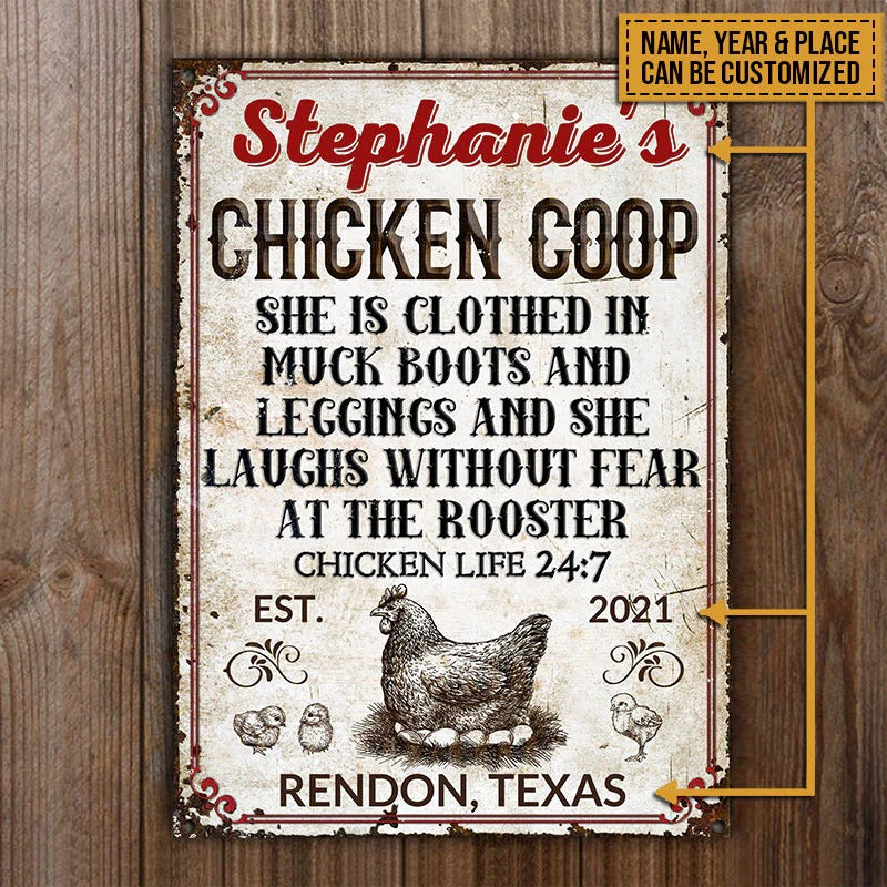 Personalized Chicken She Is Clothed Custom Classic Metal Signs