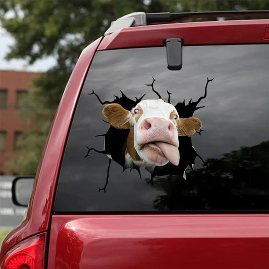 Vache Crack Sticker Voiture Fenêtre Fun Petits Autocollants Blanc Éléphant Cadeau