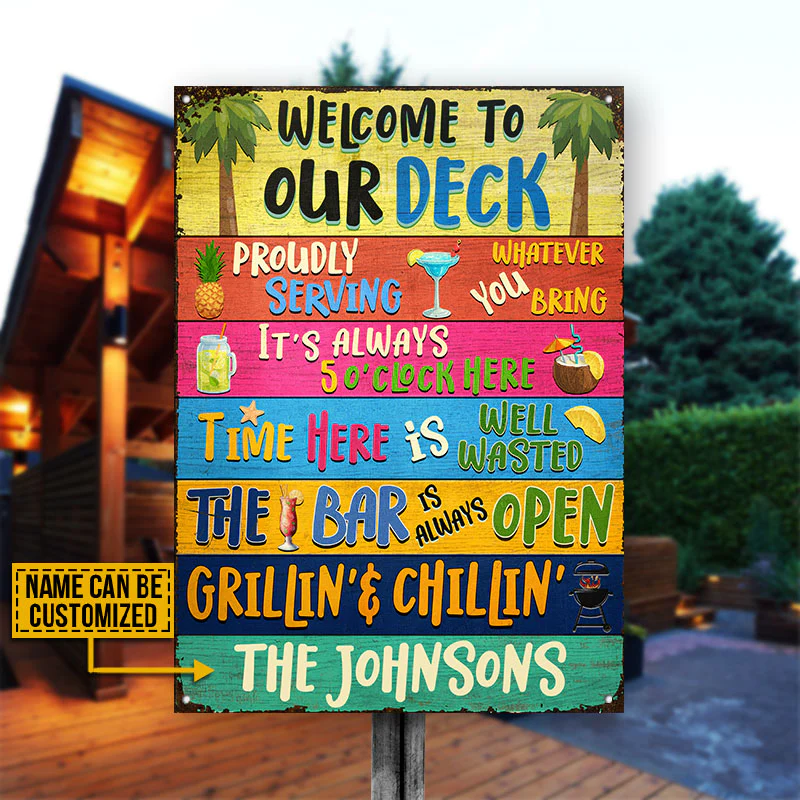 Deck Bar Grilling Bienvenue dans les enseignes métalliques classiques personnalisées