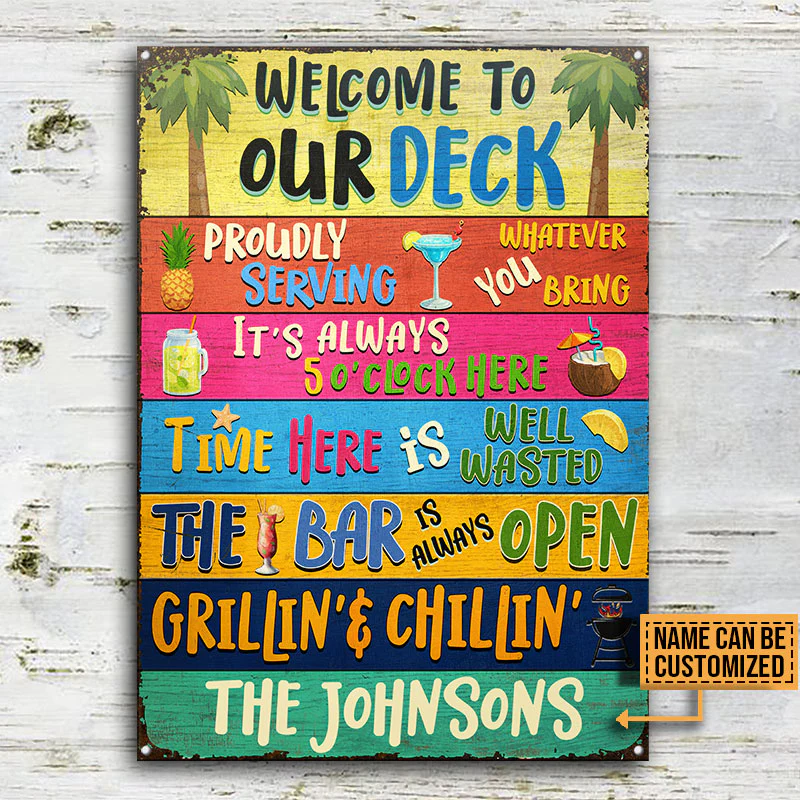 Deck Bar Grilling Bienvenue dans les enseignes métalliques classiques personnalisées