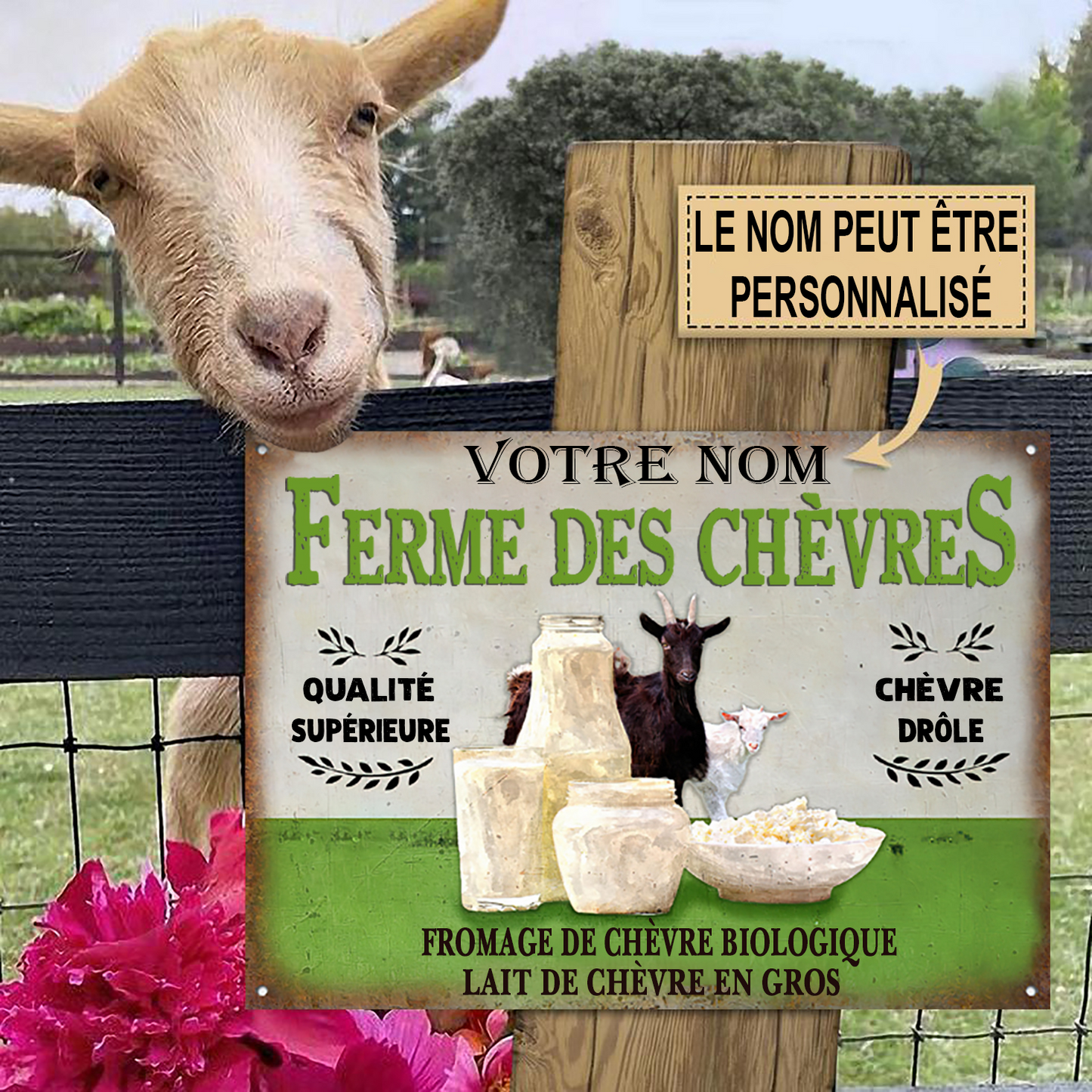 Ferme Des Chèvres - Enseigne Métallique Classique