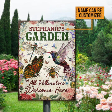 Flower Garden, Pollinators Welcome, Garden Decor, Custom Classic Metal Signs