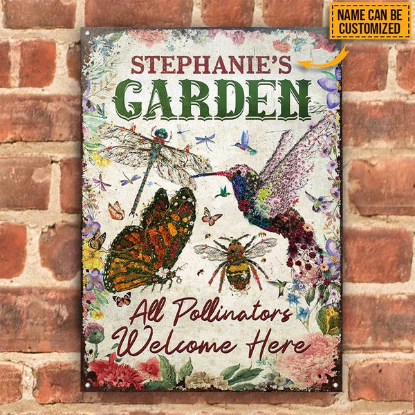 Flower Garden, Pollinators Welcome, Garden Decor, Custom Classic Metal Signs