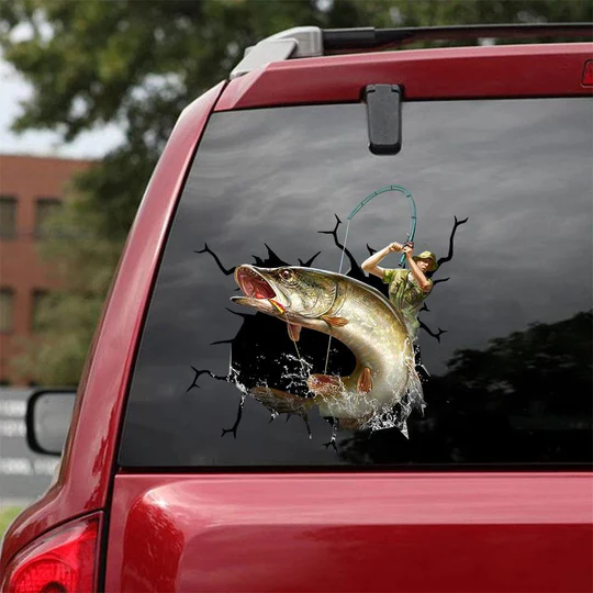 Autocollant de fissure de pêche volante drôle pour fenêtre de voiture Super mignon fabricant d'autocollants pour pare-chocs cadeau du 40e anniversaire