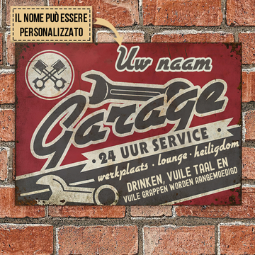 Garage, 24 uur service - Klassiek metalen bord