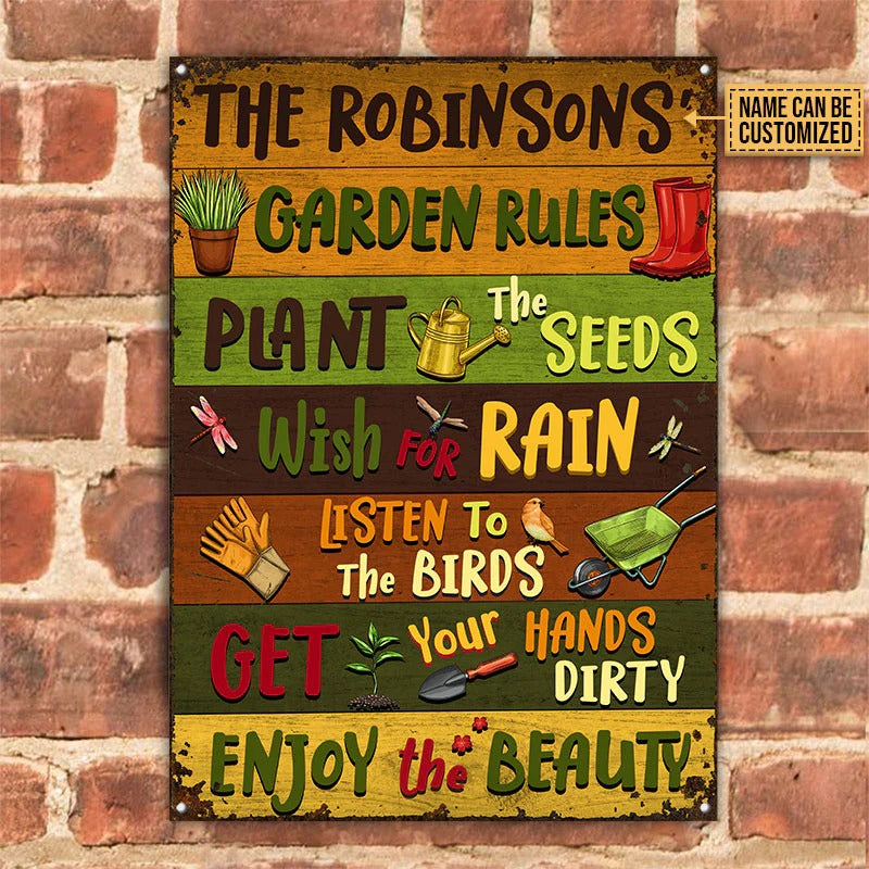 Gardening Garden Rules Custom Classic Metal Signs