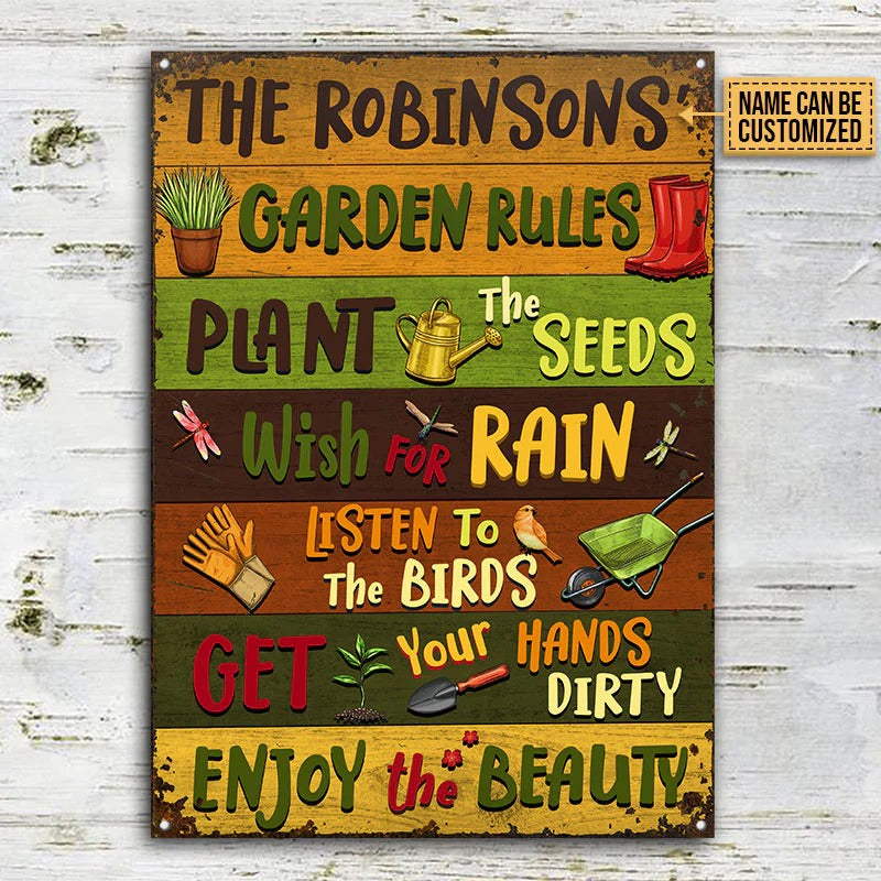 Gardening Garden Rules Custom Classic Metal Signs