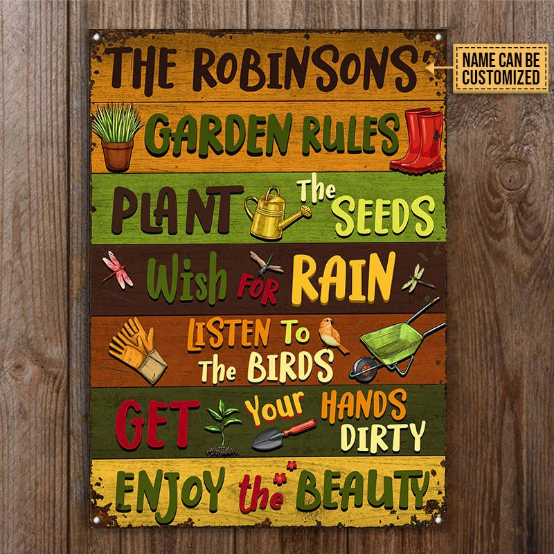 Gardening Garden Rules Custom Classic Metal Signs