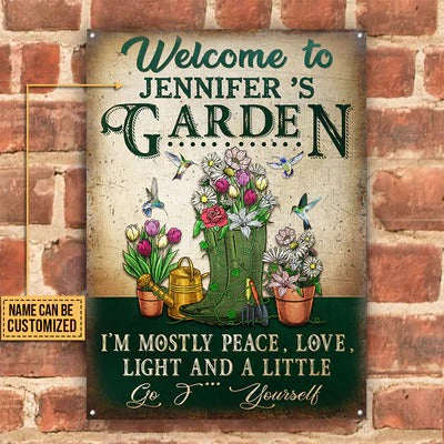Gardening I'm Mostly Peace Love & Light Custom Classic Metal Signs, Garden Decorating Ideas, Outdoor Decor