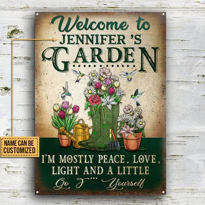 Gardening I'm Mostly Peace Love & Light Custom Classic Metal Signs, Garden Decorating Ideas, Outdoor Decor