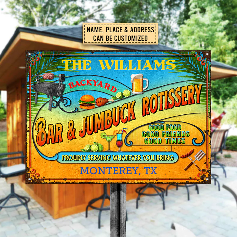 Smokehouse Summer Good Food Good Friends Customized Classic Metal Signs, Yard Sign, Grilling, Bar, Backyard