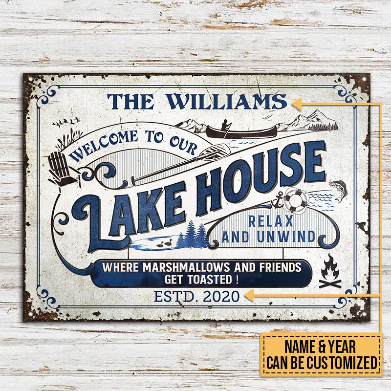 Lake House Get Toasted Custom Classic Metal Signs