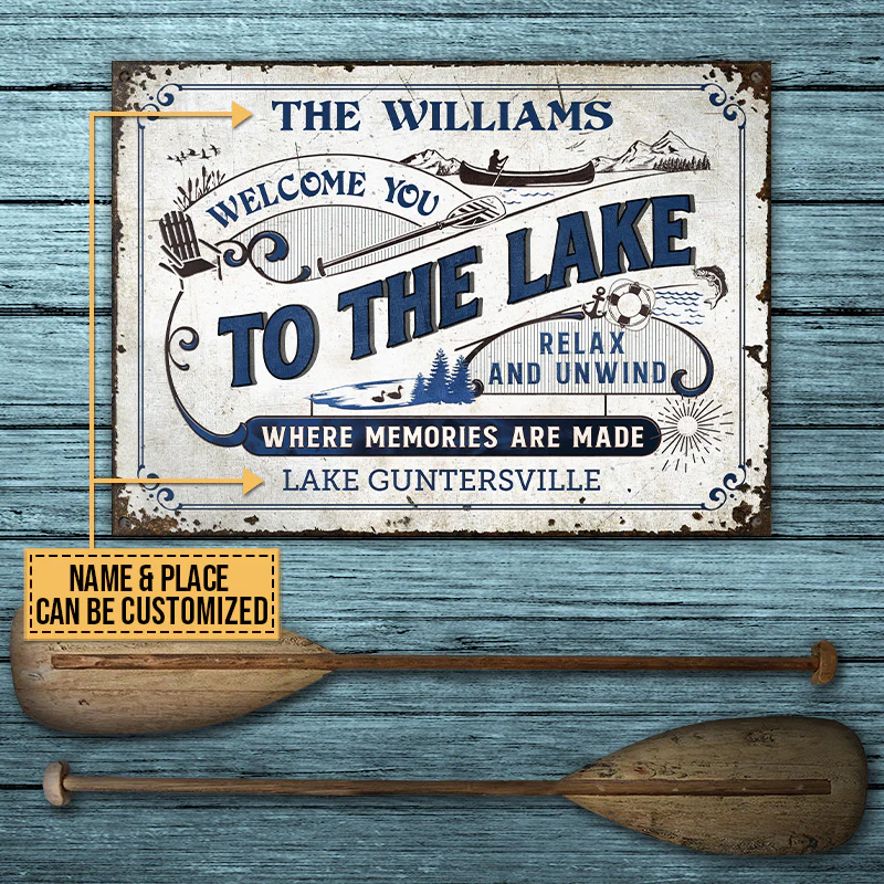 Lake House Where Memories Are Made Plaques métalliques classiques personnalisées