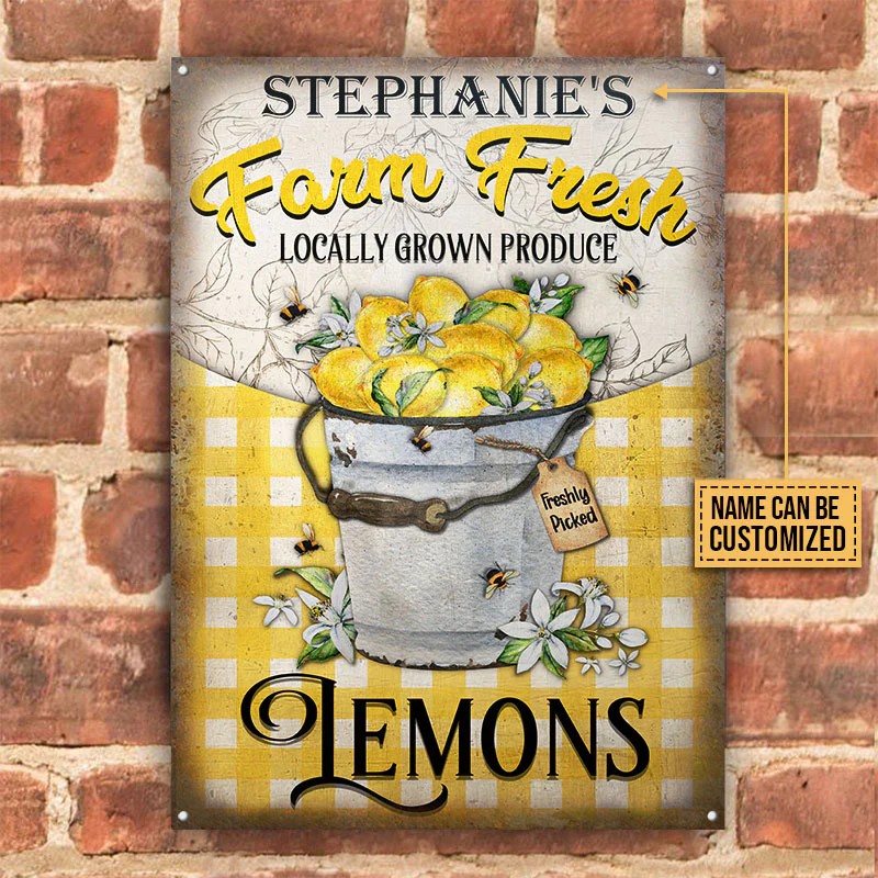 Lemon Farm Fresh Plaques métalliques classiques personnalisées