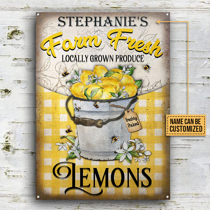 Lemon Farm Fresh Plaques métalliques classiques personnalisées