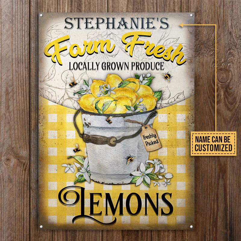 Lemon Farm Fresh Plaques métalliques classiques personnalisées