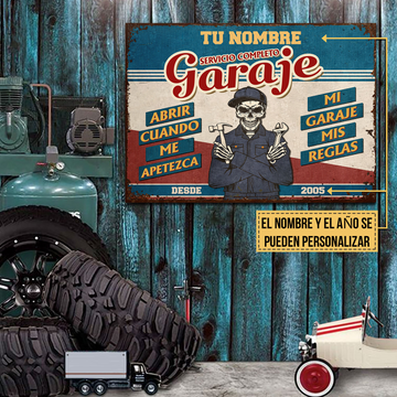 Mecánico de coches, mi garaje mis reglas - Letrero de metal clásico