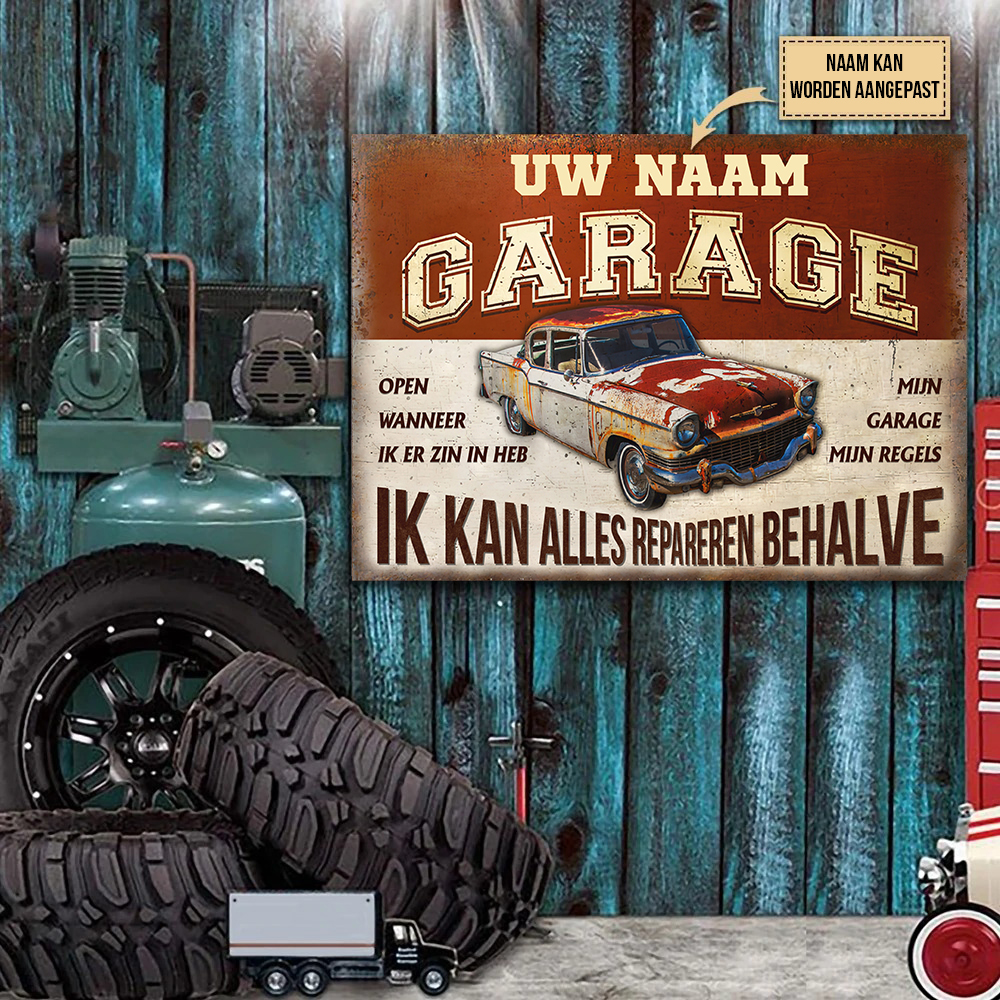Meine Garage, meine Regeln - Klassische Metalltafel