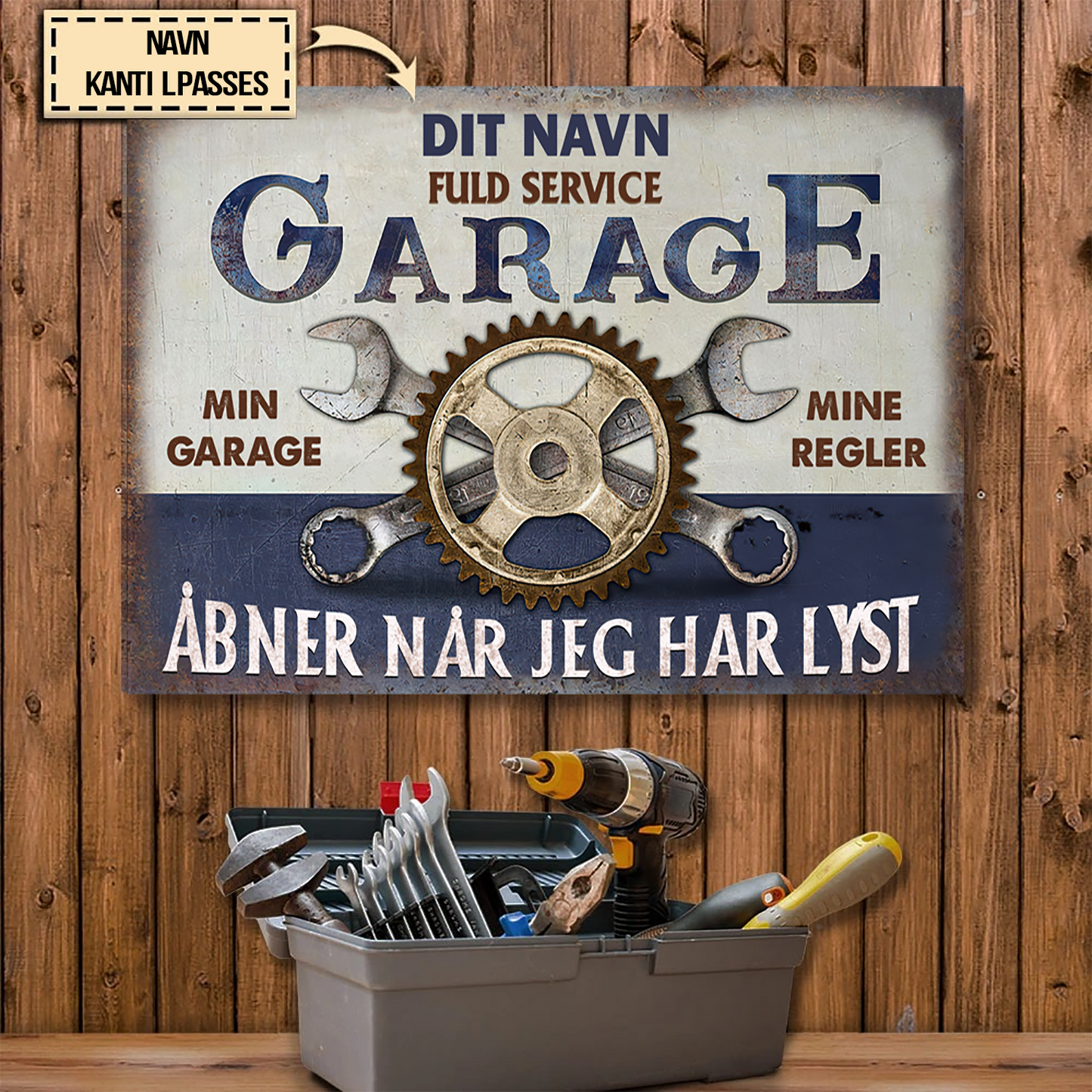 Min Garage mine regler Automobilmekaniker - Klassisk metalskilt