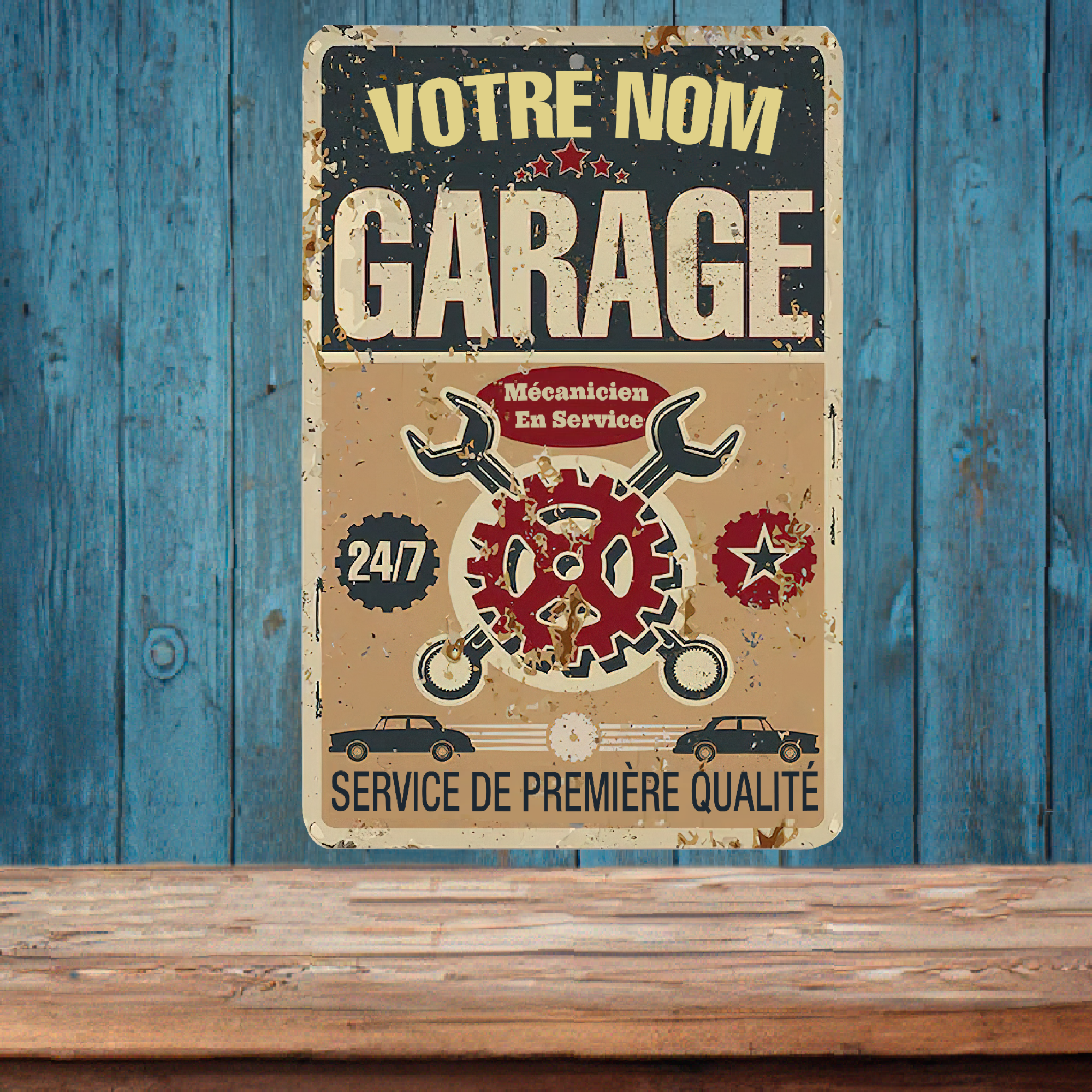 Garage Mécanicien En Service Première Qualité - Enseigne Métallique Classique