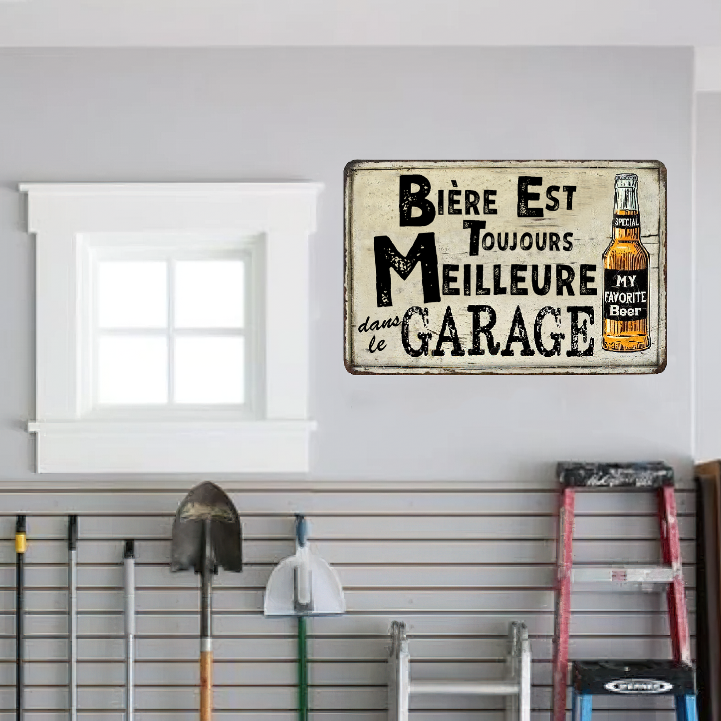 Bière Est Toujours Meilleure Dans Le Garage - Enseigne Métallique Classique