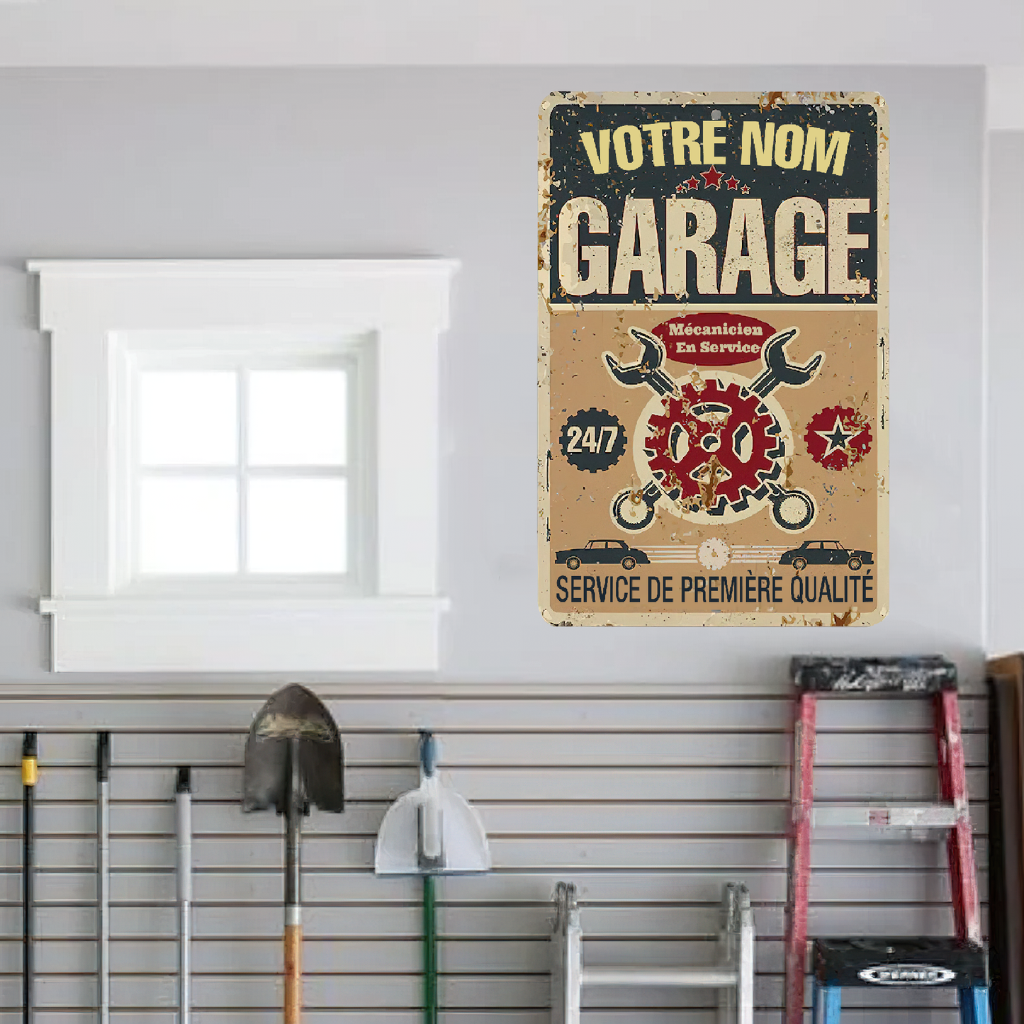 Garage Mécanicien En Service Première Qualité - Enseigne Métallique Classique