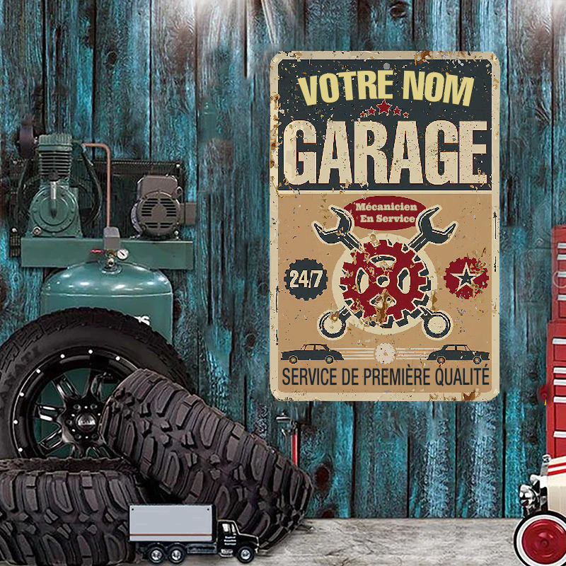 Garage Mécanicien En Service Première Qualité - Enseigne Métallique Classique