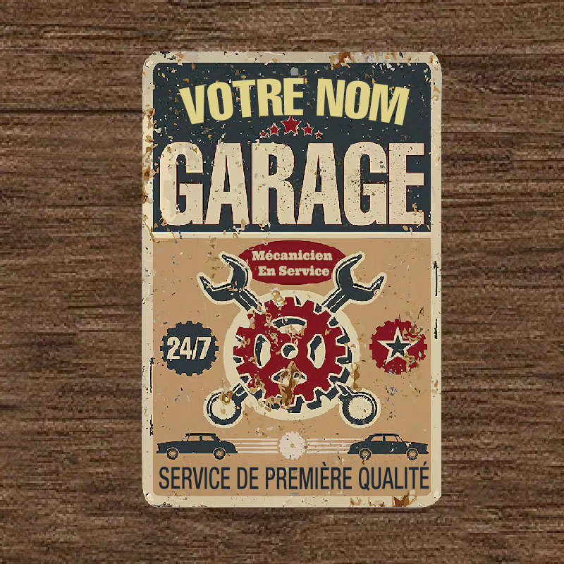 Garage Mécanicien En Service Première Qualité - Enseigne Métallique Classique